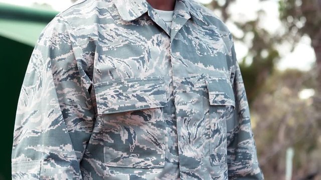 Military man standing in boot camp