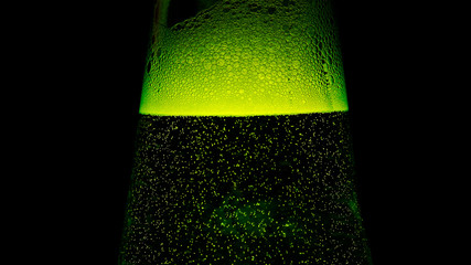 Green Bottle neck with a lot of bubbles