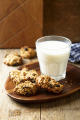 Oatmeal cookies with glass of milk