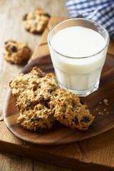 Oatmeal cookies with glass of milk