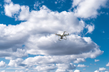flying drone quadrocopter in the sky