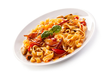 Pasta with ham and pepper