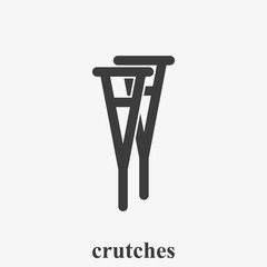 Crutches simple vector icon.