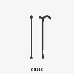 Walking cane simple vector icon.