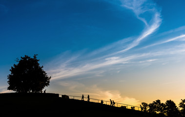 silhouette image of people on stairway.