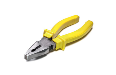 Yellow Pliers isolated on White background