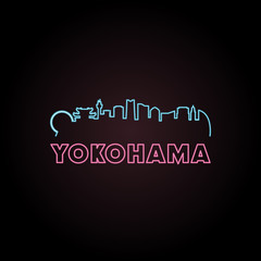 Fototapeta na wymiar Yokohama skyline neon style.