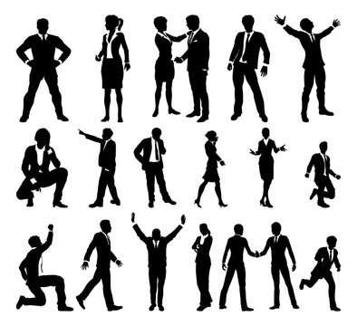 Silhouette Business People Set