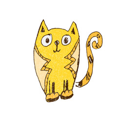 funny cat doodle vector