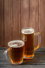 beer glass on a wooden background