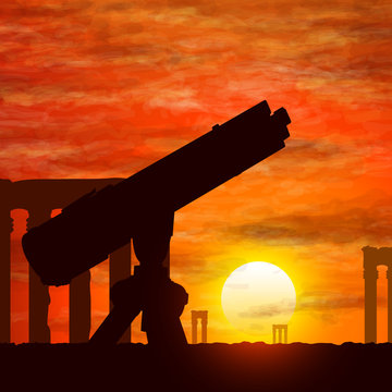 Silhouette of gun, the symbolize of the war.