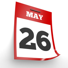 May 26. Calendar on white background.