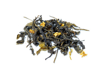 Jasmine tea on white background