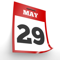 May 29. Calendar on white background.