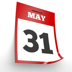 May 31. Calendar on white background.