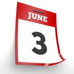 June 3. Calendar on white background.