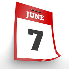 June 7. Calendar on white background.