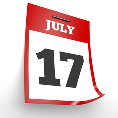 July 17. Calendar on white background.