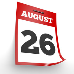Fototapeta premium August 26. Calendar on white background.