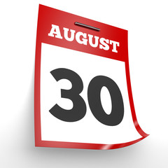 August 30. Calendar on white background.