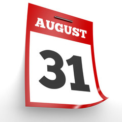 August 31. Calendar on white background.