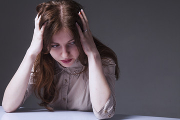 tired, exhausted and frustrated woman (Body language, gestures, psychology)