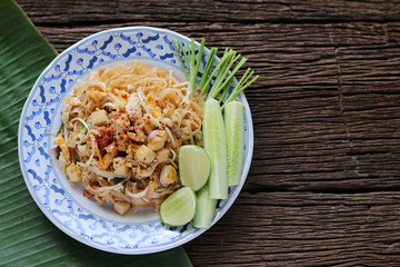 Thailand's national dishes, stir-fried rice noodles (Pad Thai)