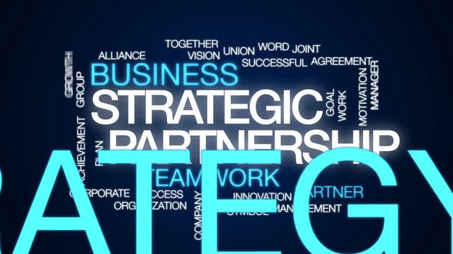 Strategic partnership animated word cloud, text design animation.