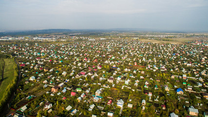 Aerial view of the Russian countryside in autumn