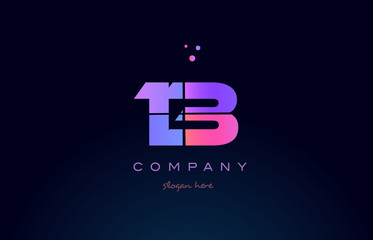 13 thirteen pink magenta purple number digit numeral logo icon vector