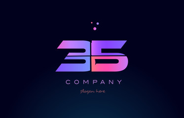 35 thirty five pink magenta purple number digit numeral logo icon vector