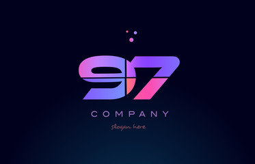 97 ninety seven pink magenta purple number digit numeral logo icon vector