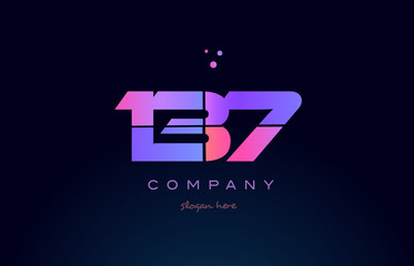 137 pink magenta purple number digit numeral logo icon vector