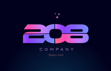 208 pink magenta purple number digit numeral logo icon vector
