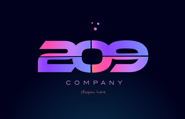 209 pink magenta purple number digit numeral logo icon vector