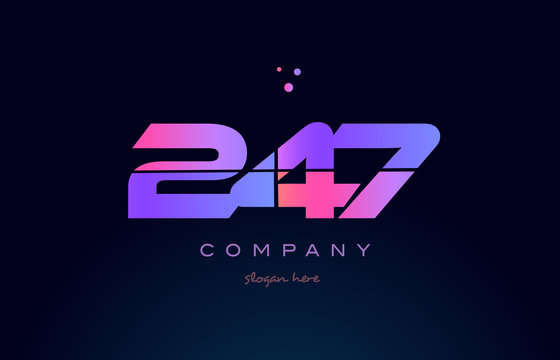 247 pink magenta purple number digit numeral logo icon vector