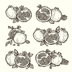 Pomegranates linocut