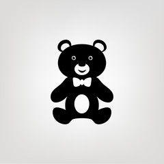 Teddy bear toy flat icon. Vector illustration.