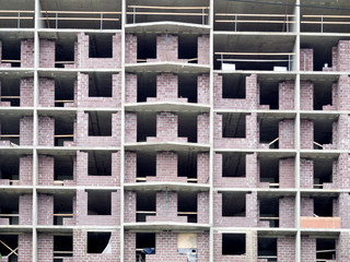 Facade of a building under construction