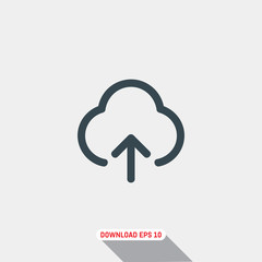 Upload cloud icon, vector