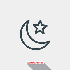 Moon and star icon, vector