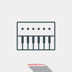 Music keyboard icon, vector