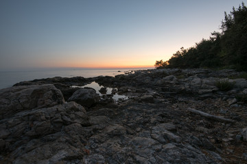 Fototapeta na wymiar Evening shore of the Adriatic Sea in Croatia, Europe