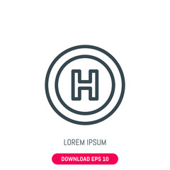 Hospital sign icon, vector