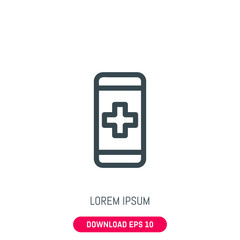 Medical phone icon, vector