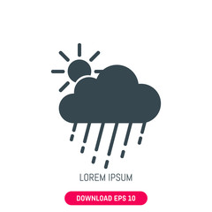 Cloud sun raining icon, vector