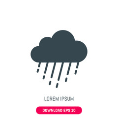 Raining cloud icon, vector