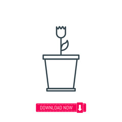 Flower in pot icon, vector