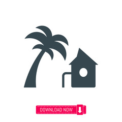 Beach house icon, vector