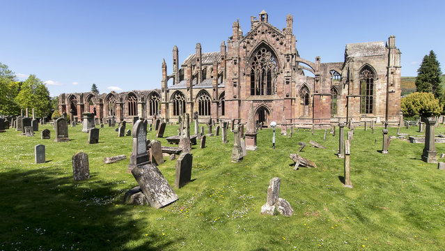 Melrose Abbey ruins in the Scottish Borders
